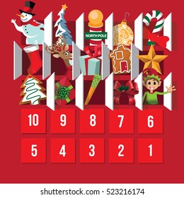 Countdown to Christmas Advent Calendar. Day 11. EPS 10 vector.