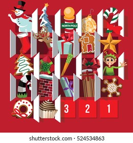 Countdown to Christmas Advent Calendar. Day 4. EPS 10 vector.