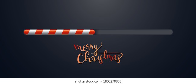 Countdown zu Weihnachten Zeit mit handgeschriebenen Nachrichten und Ladebalken, die naht Weihnachtsfeiertag. Vektorgrafik.