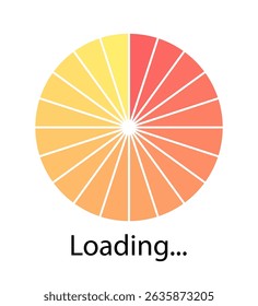 Countdown with circle pattern progress. Red to yellow gradient bar. Download loading banner. Vector illustration. Set of count down graphs with percent.