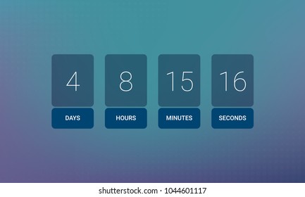 Countdown clock counter timer. Vector time remaining count down flip board with scoreboard of day, hour, minutes and seconds for web page upcoming event template design, under constuction page.