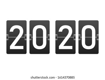 Countdown clock digits board New year 2020 all digits with flips Vector Illustration