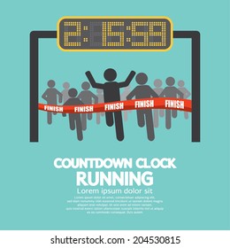 Countdown Clock At Finish Line Vector Illustration