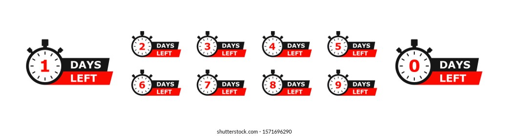 Cuenta regresiva con ilustración vectorial aislada del reloj. Reloj del temporizador de reloj.Hora de compras. Quedan 1 2 3 días. Icono de temporizador. El tiempo limitado ofrece banner especial. Tarjeta promocional de venta. Icono de reloj de alarma.  EPS 10