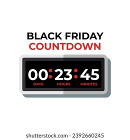 Countdown Clock to Sale for Black Friday Flat Design Vector.