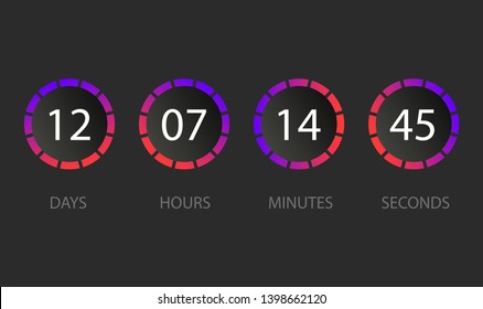 Countdown clock. Scoreboard of the day, hour, minute, second. User interface. Vector illustration.