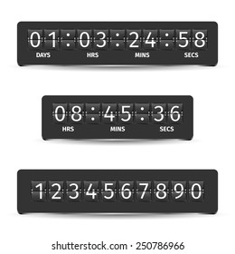 Countdown clock timer analog display mechanical time indicator black vector illustration