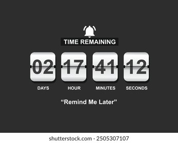Countdown clock timer. vector remaining count down flip board with day, hour, minute scoreboard