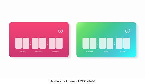 Countdown. Colored stickers in the style of a social network isolated on a light background. Vector illustration