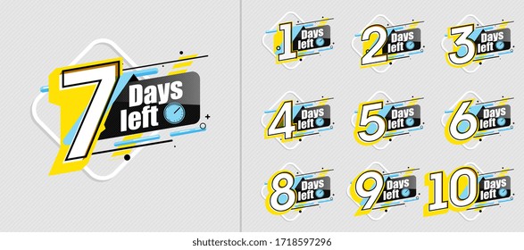 Countdown Day. Sale Countdown Label Set With Limited Time Badge. Promotion Banner Count Down Days To Go. Announcement Badge With Timer Day Left. Count Time Sale Banner. Number Days Left Countdown