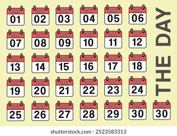 Días de cuenta atrás. Día de diseño de cuenta regresiva 31 al día 1. Diseño de iconos