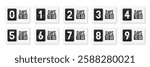 Countdown days to go, days left banner. Countdown days remaining banner in a retro flip clock style. Promotional banner showcasing days to go. Stylized counter and timer in vintage style. Vector