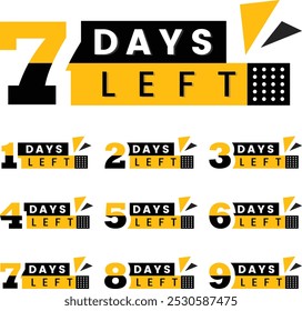 Countdown Days Left Vector Set for Sales and Promotions