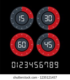 countdown and digital numbers color vector