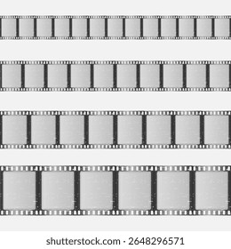 Countdown filmstrip vector. Retro movie timer with motion picture elements, stopwatch and silent screen intro. Grunge background with clock, reel, projector and cinematography count design.


