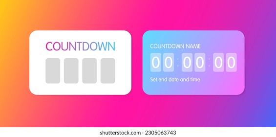 Countdown. Flat, colorful, countdown layout. Vector illustration.