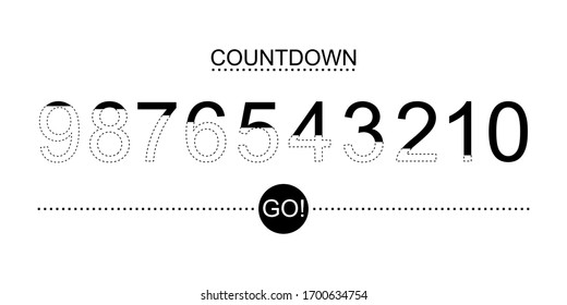 Countdown Frame Concept Number 9, 8, 7, 6, 5, 4, 3, 2, 1, 0. Timer Count Down On White Background. Vector Illustration