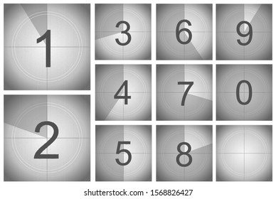 Countdown Frame Movie Concept Card Poster Set Timer Count for Graphic Web Design. Vector illustration of Grey Screen