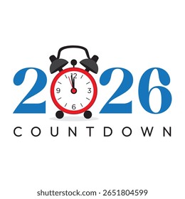 Countdown Happy New Year 2016 Text Design with Alarm Clock Vector Illustration