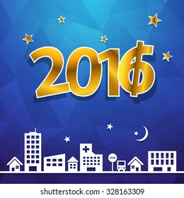 Countdown happy new year 2016, Polygon night design, Vector illustrator.