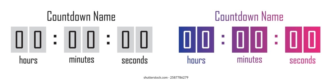 Countdown hours minutes seconds icon, vector illustration