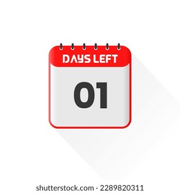 Icono de cuenta regresiva 1 días para promoción de ventas. Banner promocional de ventas a 1 día de viaje