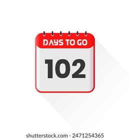 Countdown icon 102 Days Left for sales promotion. Promotional sales banner 102 days left to go