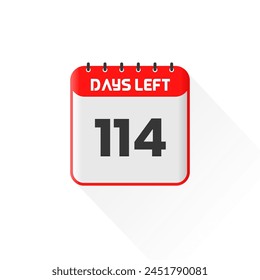 Countdown icon 114 Days Left for sales promotion. Promotional sales banner 114 days left to go