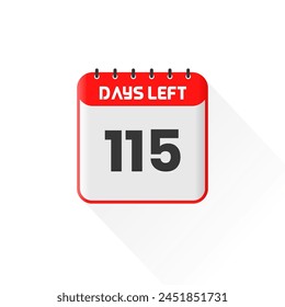 Countdown icon 115 Days Left for sales promotion. Promotional sales banner 115 days left to go