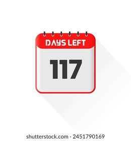 Countdown icon 117 Days Left for sales promotion. Promotional sales banner 117 days left to go