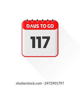 Countdown icon 117 Days Left for sales promotion. Promotional sales banner 117 days left to go