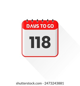 Countdown icon 118 Days Left for sales promotion. Promotional sales banner 118 days left to go