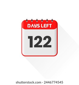 Countdown icon 122 Days Left for sales promotion. Promotional sales banner 122 days left to go