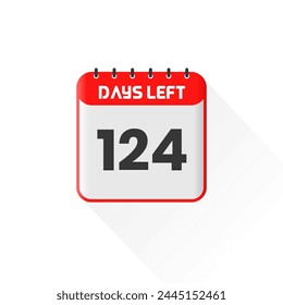 Countdown icon 124 Days Left for sales promotion. Promotional sales banner 124 days left to go