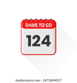 Countdown icon 124 Days Left for sales promotion. Promotional sales banner 124 days left to go