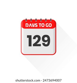 Countdown icon 129 Days Left for sales promotion. Promotional sales banner 129 days left to go