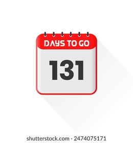 Countdown icon 131 Days Left for sales promotion. Promotional sales banner 131 days left to go