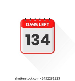 Countdown icon 134 Days Left for sales promotion. Promotional sales banner 134 days left to go