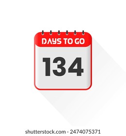 Countdown icon 134 Days Left for sales promotion. Promotional sales banner 134 days left to go