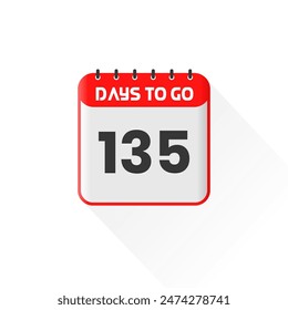 Countdown icon 135 Days Left for sales promotion. Promotional sales banner 135 days left to go