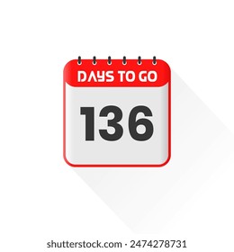 Countdown icon 136 Days Left for sales promotion. Promotional sales banner 136 days left to go