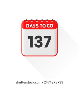 Countdown icon 137 Days Left for sales promotion. Promotional sales banner 137 days left to go