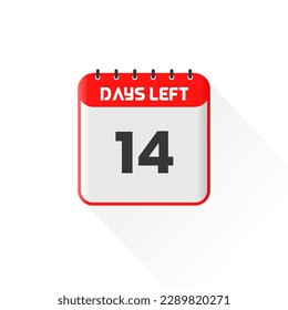 Icono de cuenta regresiva 14 días para promoción de ventas. Banner promocional de ventas a 14 días para ir