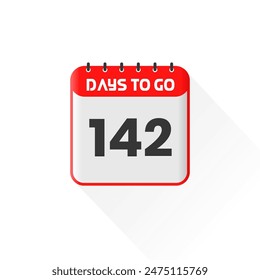 Countdown icon 142 Days Left for sales promotion. Promotional sales banner 142 days left to go