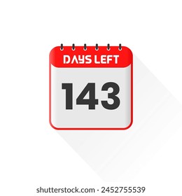 Countdown icon 143 Days Left for sales promotion. Promotional sales banner 143 days left to go