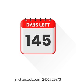 Countdown icon 145 Days Left for sales promotion. Promotional sales banner 145 days left to go