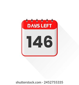 Countdown icon 146 Days Left for sales promotion. Promotional sales banner 146 days left to go