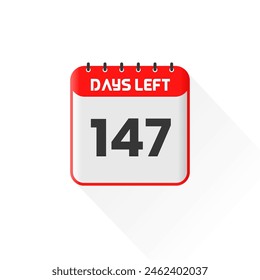 Countdown icon 147 Days Left for sales promotion. Promotional sales banner 147 days left to go