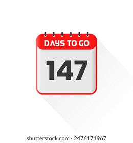 Countdown icon 147 Days Left for sales promotion. Promotional sales banner 147 days left to go