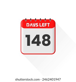 Countdown icon 148 Days Left for sales promotion. Promotional sales banner 148 days left to go